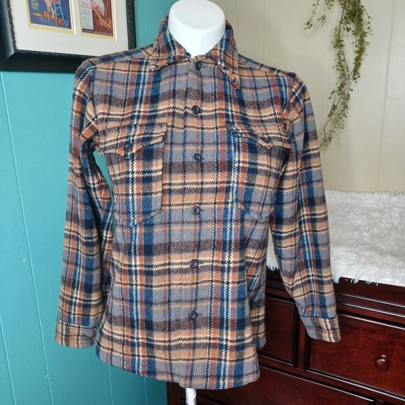 Pendleton Men's Wool Jacket Shirt Brown Earth Blue Plaid Size M - Picture 1 of 8